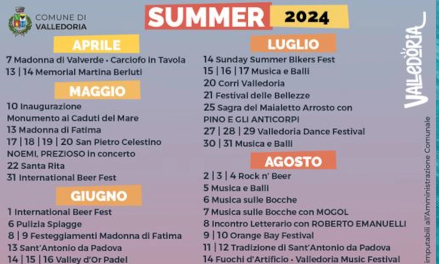 Programma estivo Valledoria 2024